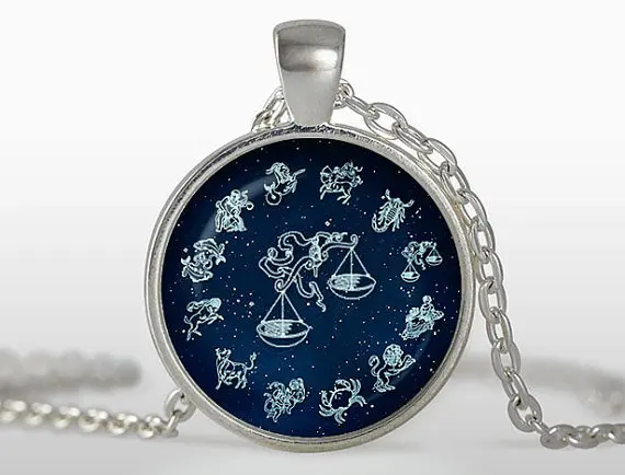 Массивное ожерелье новинка 2017 круглая подвеска весы Знак зодиака символ фото