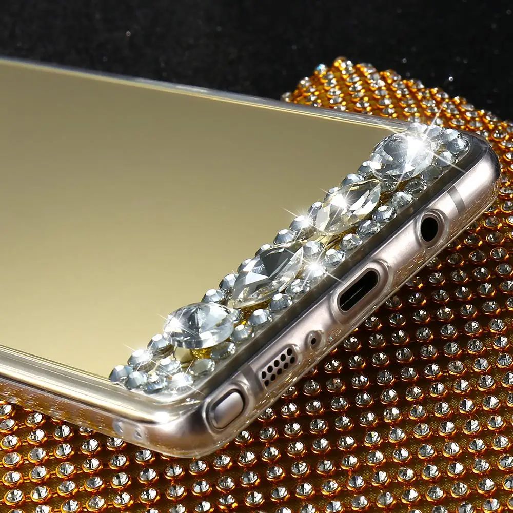Зеркальный чехол со стразами для Samsung Galaxy j5 2017 S6 edge S8 Plus J5 2016|Бамперы| |