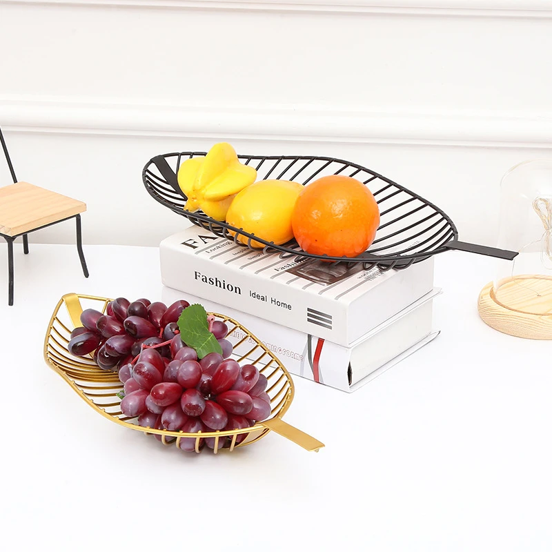 INS Железный художественный Золотой листообразный поднос для фруктов креативный