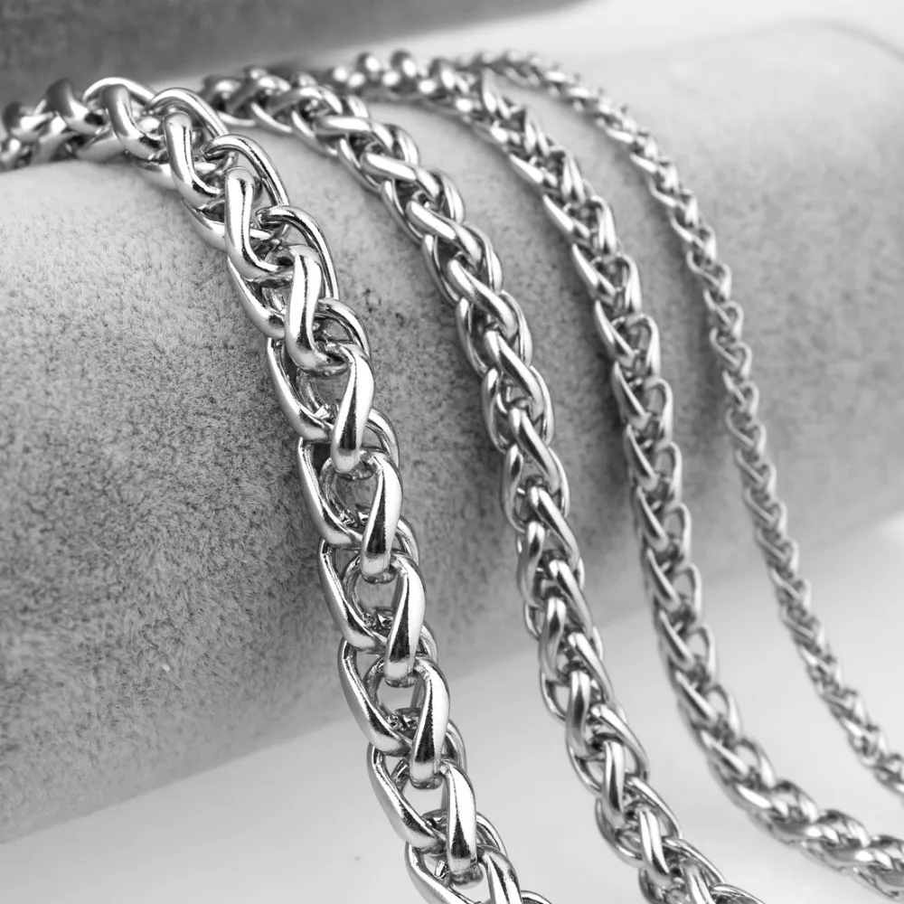 Charming 316L Stainless Steel Silver Color Wheat Braided Link Chain Men Women Necklace Or Bracelet Jewelry 7&quot-40&quot Christmas Gift |