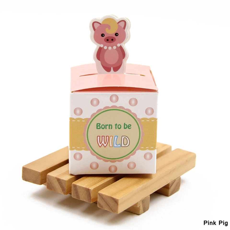 Pig 10 шт., 8 видов милых конфет в виде животных, Подарочная коробка, сделай сам, бумажная коробка для детей, Подарочная коробка для конфет для детей, принадлежности для вечеринки на день рождения, сувениры для детского душа - Цвет: Pig