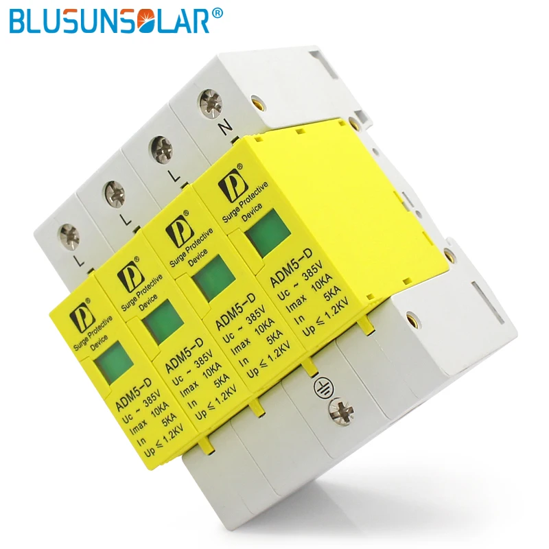 BULSUNSOLARHigh качество SPD 4P 20KA 110V 220V 380V AC din-рейка анти-молнии напряжение устройство