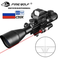 hunting airsofts riflescope 4 12x50 eg 20mm 3 in tactical air gun red green dot laser sight scope holographic optics rifle scope