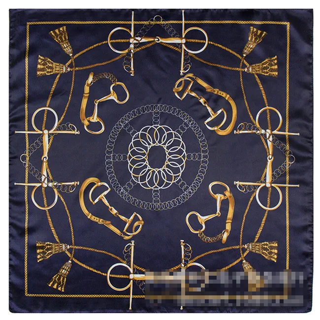 New Arrival!60*60cmEuro Brand Style Women Silk Square Scarf Chain rope tassel fashion Tied bag handle Scarves high quality |