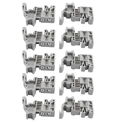

10 Pcs E/UK 35mm Din DIN Rail End Screw Clamp Terminal Fixed Block Gray