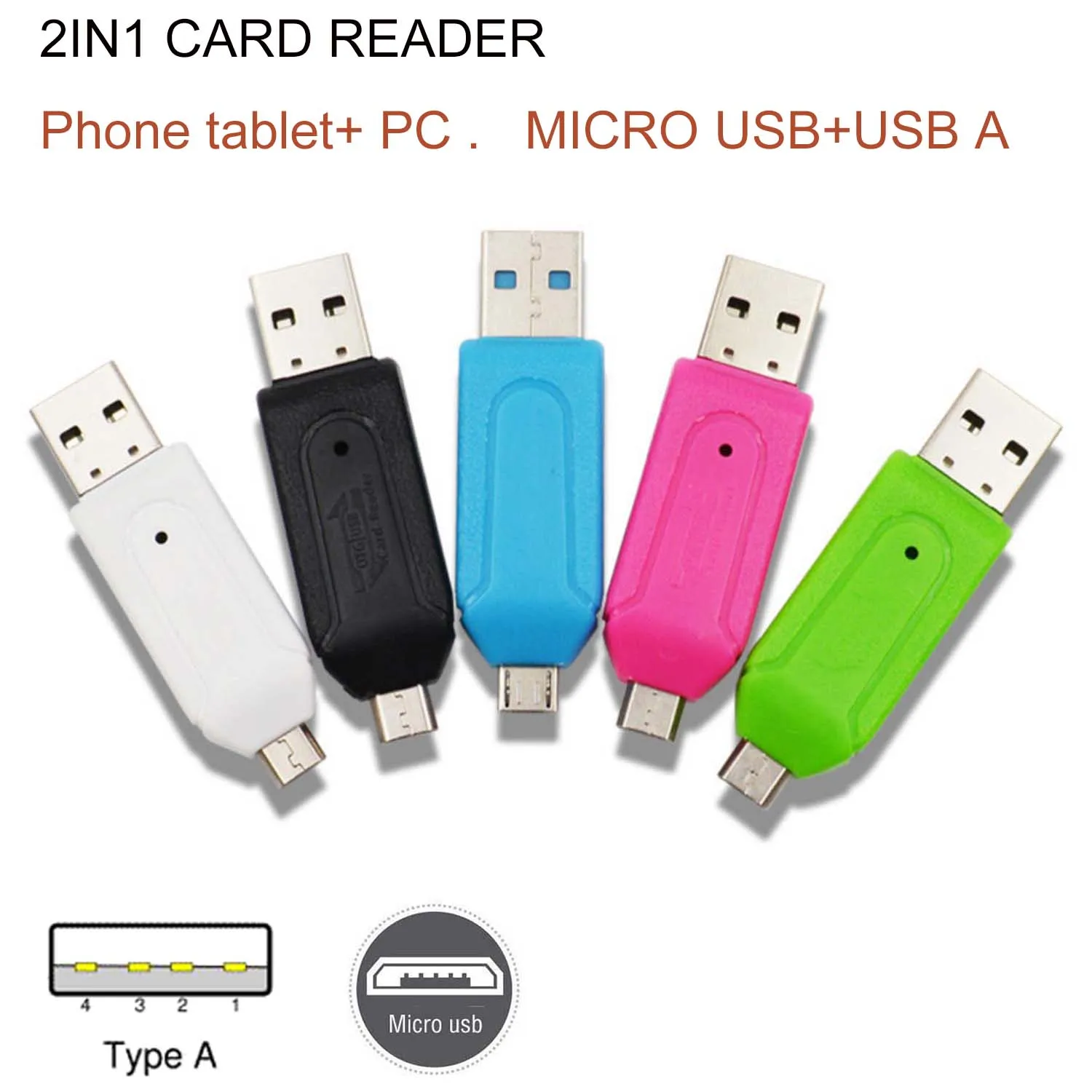 Micro USB 2,0 SD T-Flash MMC SD SDHC TF кардридер OTG адаптер для телефона, ПК, планшета