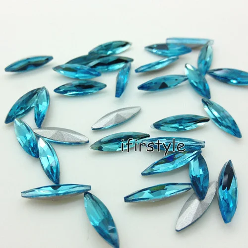 aquamarine TopStone 200 шт./пакет 4x15mm Наветт с украшением в виде кристаллов на камне остроконечные Стекло с украшением в виде кристаллов маркиза для выбора ювелирные изделия с блестками для изготовления - Цвет: aquamarine