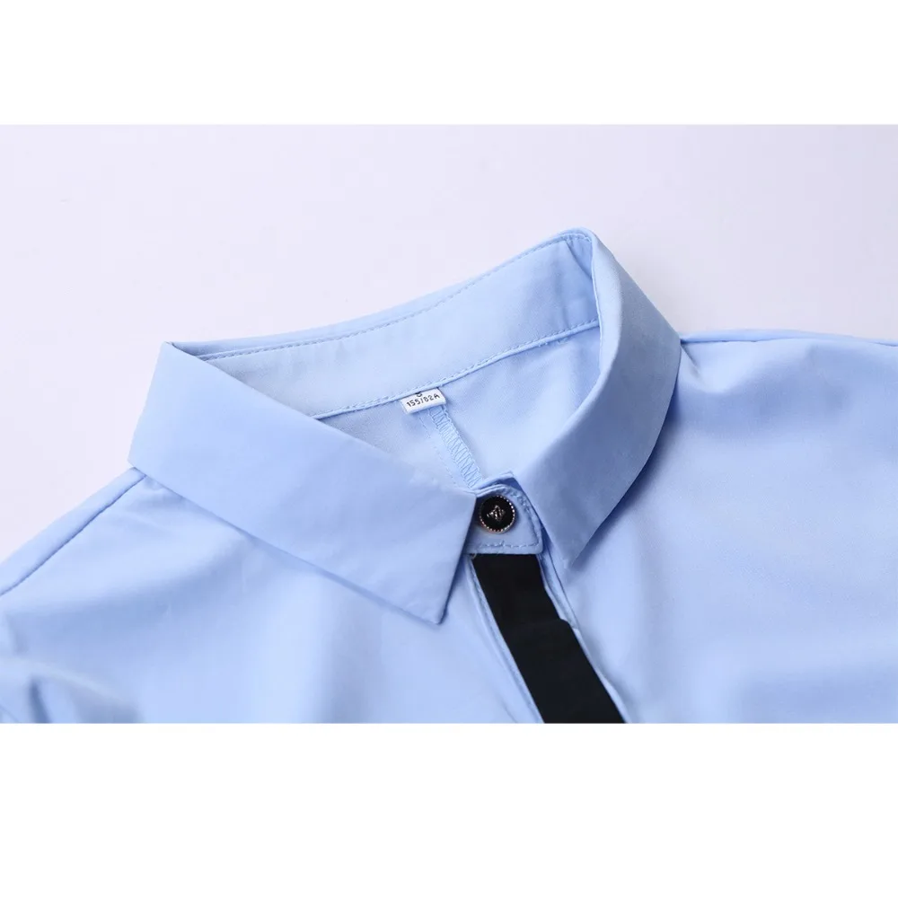 Женская рубашка Карьера в бизнесе с галстуком спереди белая синяя блузка