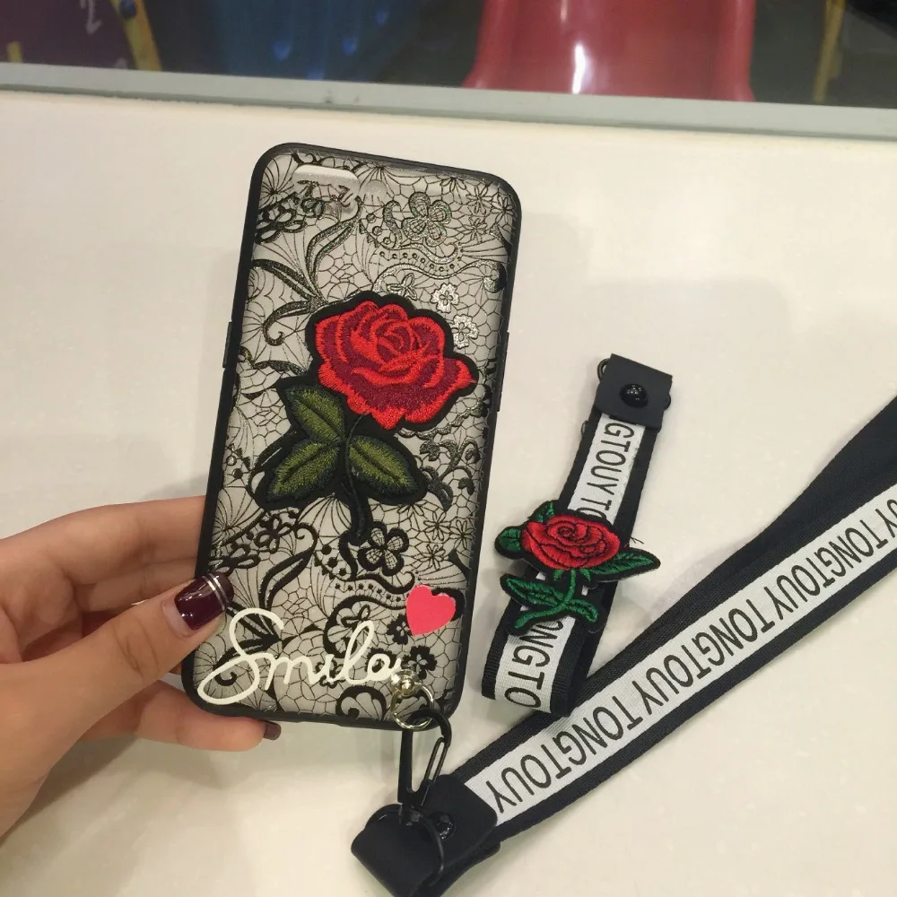 KMAX Жесткий футляр ТПУ Кружева Роуз Мягкий край для iphone 6 6s plus x 7 8 плюс задняя