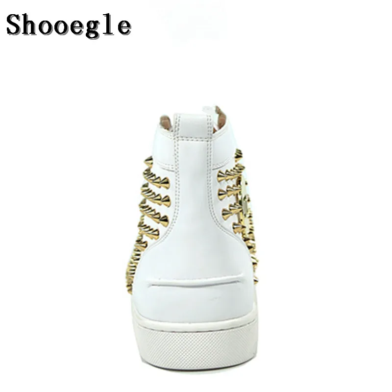 SHOOEGLE/модные белые мужские туфли с заклепками; повседневные эспадрильи; ботильоны на высокой платформе; высококачественные кроссовки; zapatillas hombre