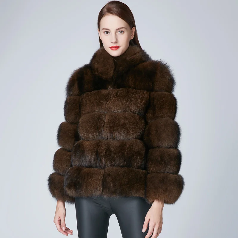 Imitate Sable Color ZIRUNKING длинные женские теплые пальто из натурального меха женские куртки из натурального Лисьего меха для холодной зимы Женская Толстая меховая верхняя одежда ZC1862 - Цвет: Imitate Sable Color