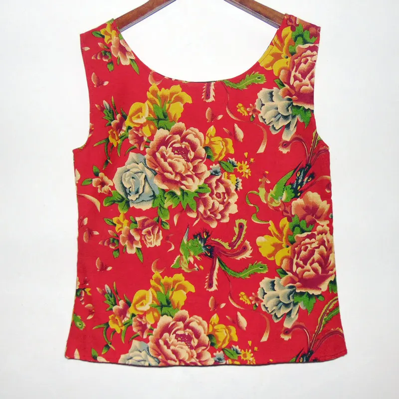 Женская свободная майка в этническом национальном китайском стиле с круглым