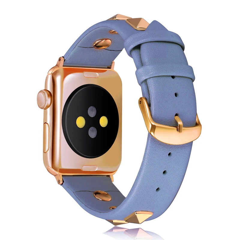 Заклепки стиль кожаный ремешок для Apple Watch 4 3 2 1 браслет ремешок для iwatch 44 мм 40 38 42 Роскошные петли аксессуары для наручных часов
