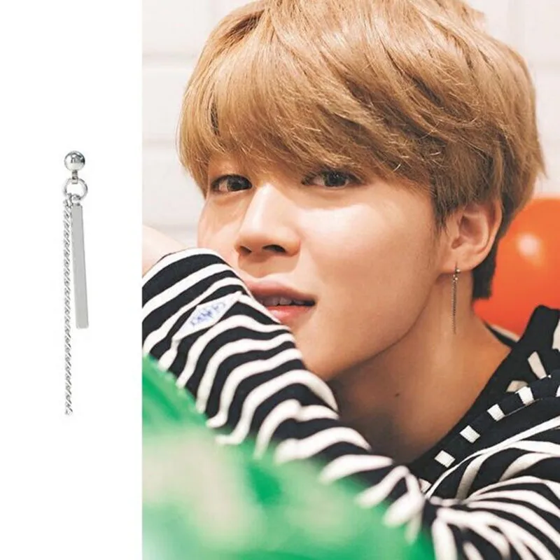 1 шт. Новая Мода KPOP Bangtan ДНК V Ким Тхэ Хён нержавеющая сталь кисточка на длинной цепочке серьги корейский ювелирные изделия
