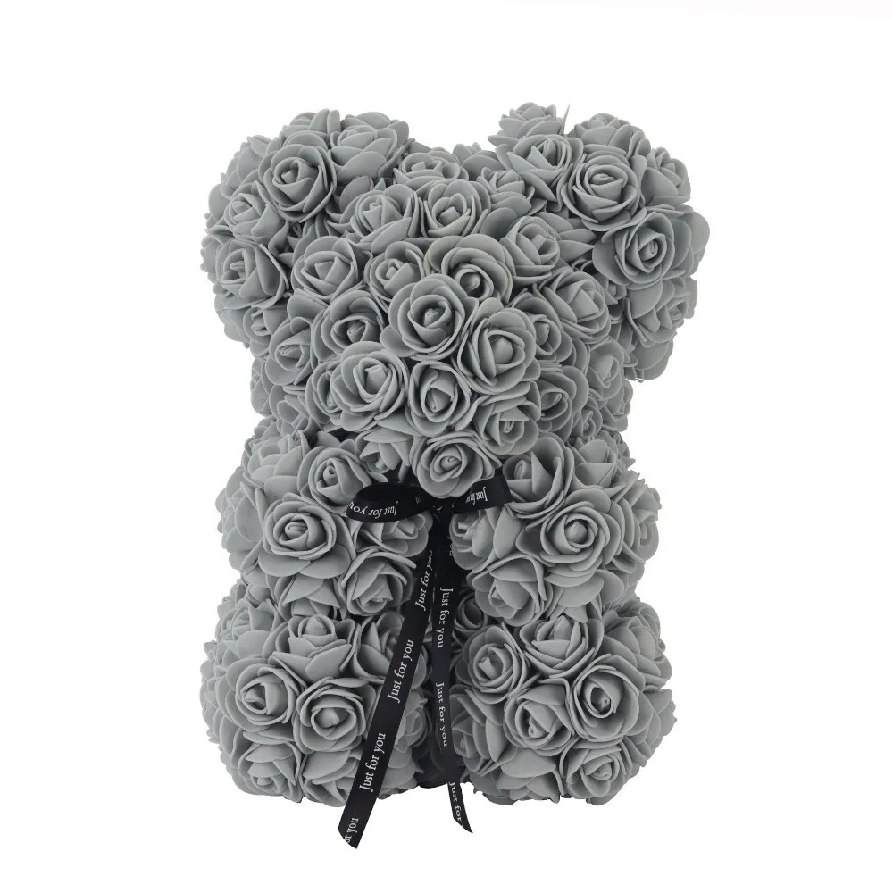 Gray 25cm VIP Цена, Прямая, 25 \ 40 см, красный плюшевый мишка, цветок розы, искусственные рождественские подарки для женщин, подарок на день Святого Валентина, плюшевый медведь - Цвет: Gray 25cm