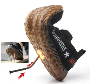 Мужская Рабочая обувь со стальным носком, Повседневные Дышащие уличные кроссовки, устойчивые к проколу ботинки, удобные промышленные ботинки для мужчин