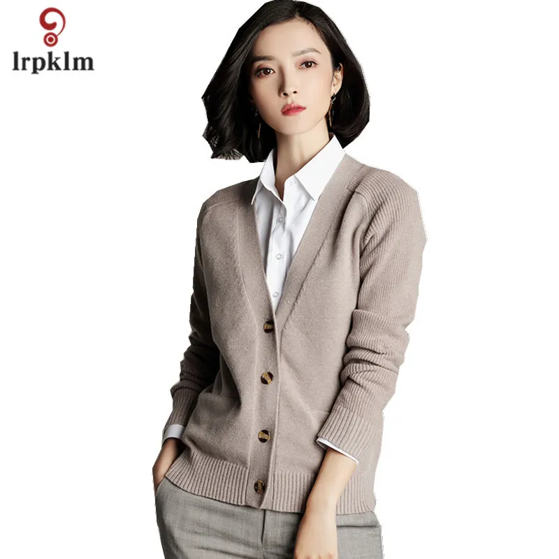 2018 Новый женский свитер кардиган осень весна женское пальто с v-образным вырезом