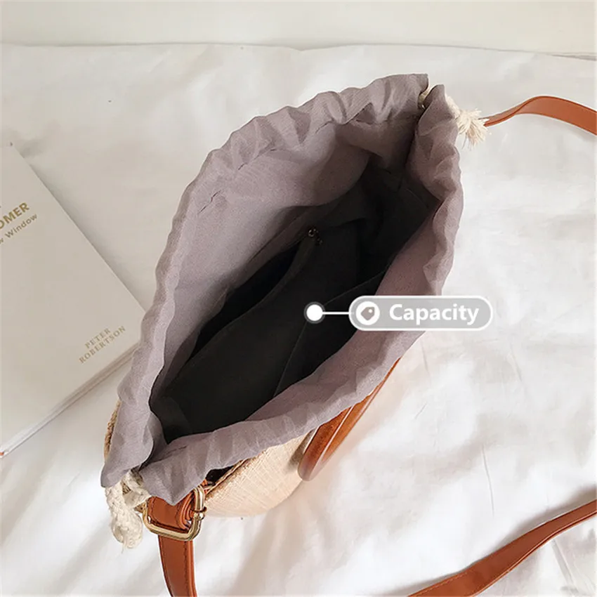 TOYOOSKY Женская модная соломенная сумка с круглой деревянной ручкой сумка-тоут