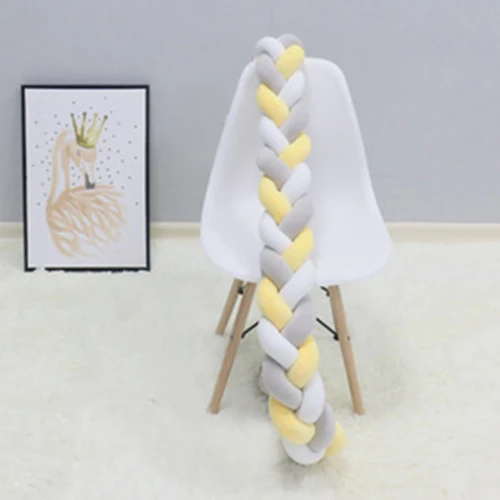 gray white yellow 1 м Детская кровать бампер DIY Ручная работа Узловая хлопковая оплетка подушки детские украшения комнаты окружность кровати вокруг защиты - Цвет: gray white yellow