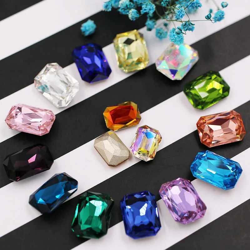 Новый Прямоугольный восьмиугольный стеклянный Стразы для одежды аксессуары