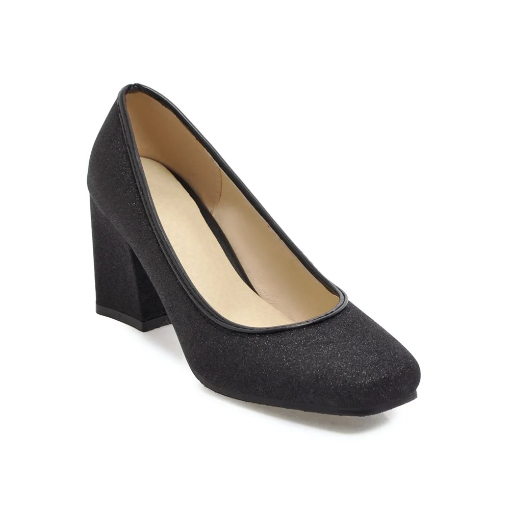 

Smirnova large size 32-43 2018 spring summer concise women pumps thick high heels square toe shallow office shoes