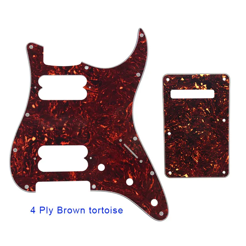 brown tortoise Pleroo гитарные части накладки с задней пластиной для fender стандартный и современный Stratocaster ST HH стиль Guitarra 17 винтов - Цвет: brown tortoise