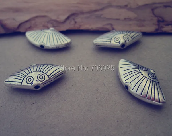 

40pcs /lot Antique silver fan necklace pendant Charms 9mmx22mm