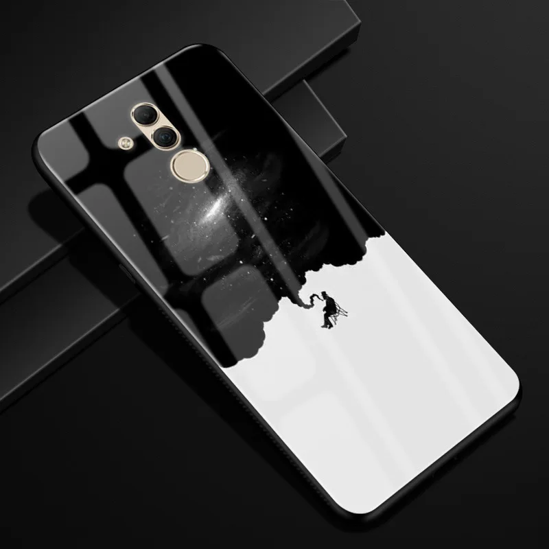 09 Для huawei mate 20 lite чехол Чехол из закаленного стекла для телефона черный ТПУ бампер чехол для huawei mate 20 lite стеклянная крышка mate 20 lite - Цвет: 09