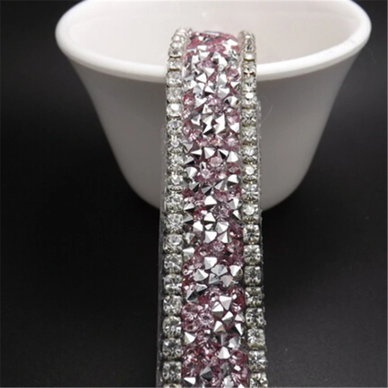 Бесплатная доставка железная лента со стразами 2 ярда/партия нарядное легкое