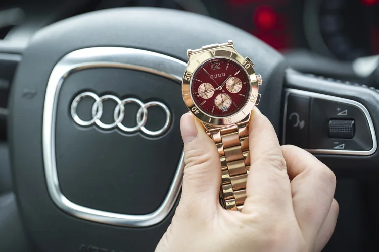 Fashion Good Quality GUOU Brand Stainless steel watchband multifunctional Casual ladies watch calendar Luxury Gold Wristwatches | Наручные