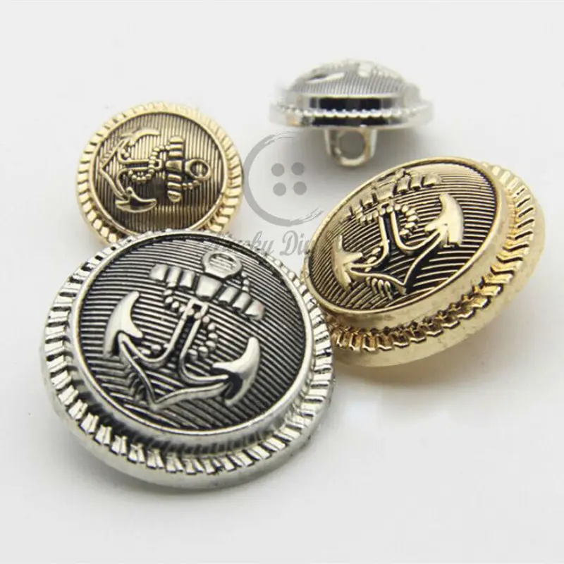 Серебристые/золотые + черные металлические кнопки с хвостовиком 50 шт. 25 мм ~ 15