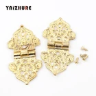 Винтаж Сплав Полые 2 шт. 28*53 мм с золотым цветком шарнир китайский фурнитура для мебели, металлическая петли шкаф дверные петли для DIY