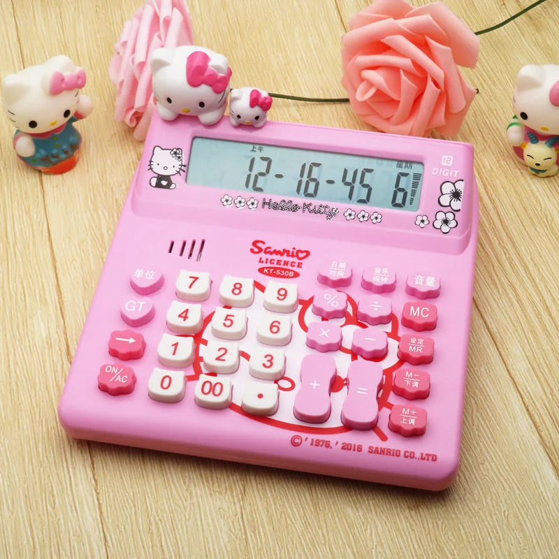 Hello kitty мультфильм солнечный калькулятор розовая KT Кот кукла милый