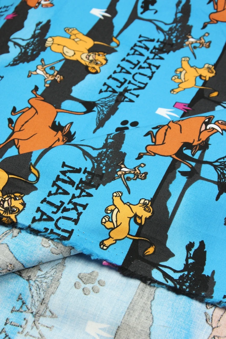 140 см ширина Hakuna Matata Король Лев хлопчатобумажная ткань для мальчиков одежда постельные принадлежности набор домашний штора наволочка DIY-BK510