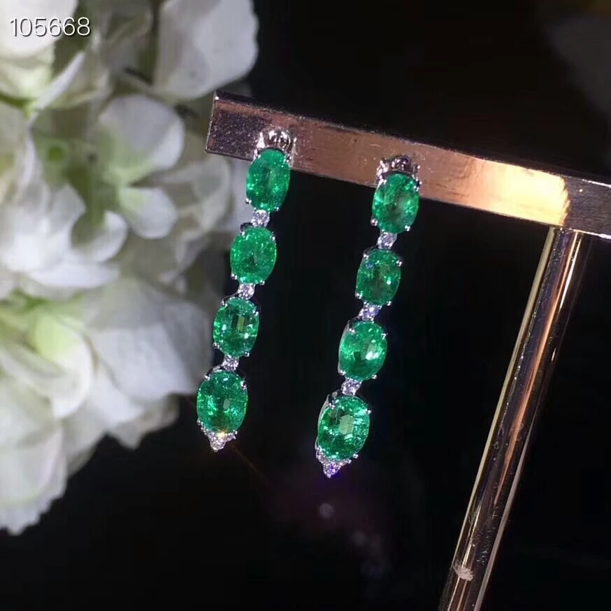 KJJEAXCMY fine jewelry 925 Чистое Серебро инкрустированные натуральный изумруд женские серьги-гвоздики поддержка тест
