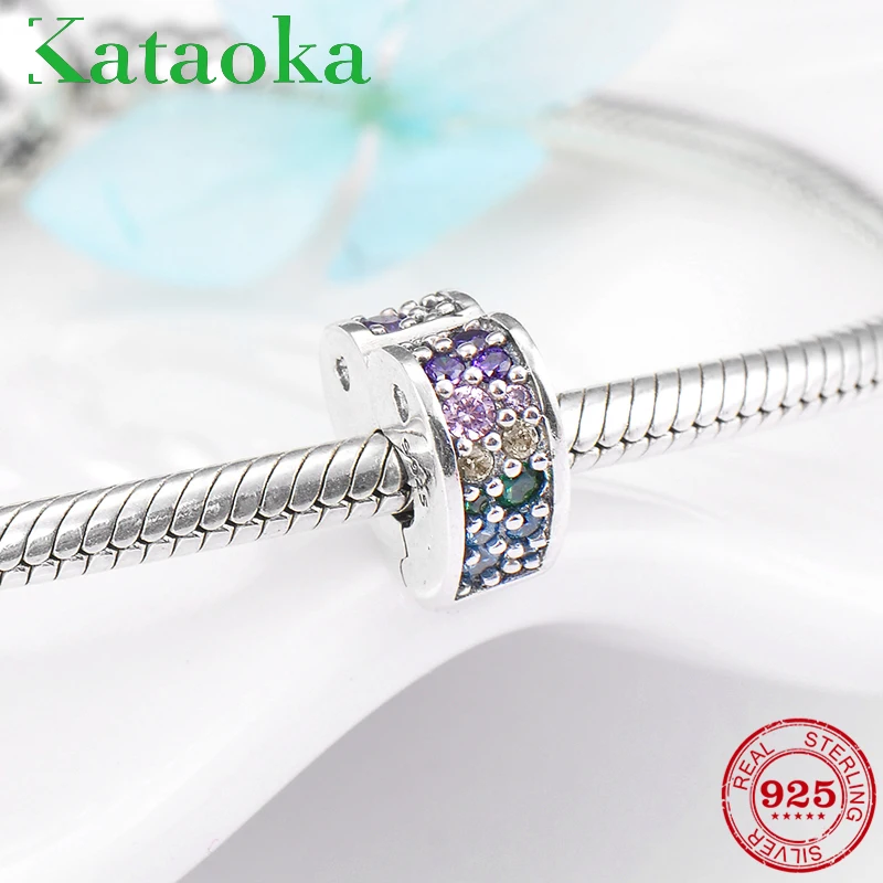 Multicolor heart shape 925 Sterling Silver clips Lock beads Fit Original Pandora Charm Bracelet Jewelry making 2018 | Украшения и