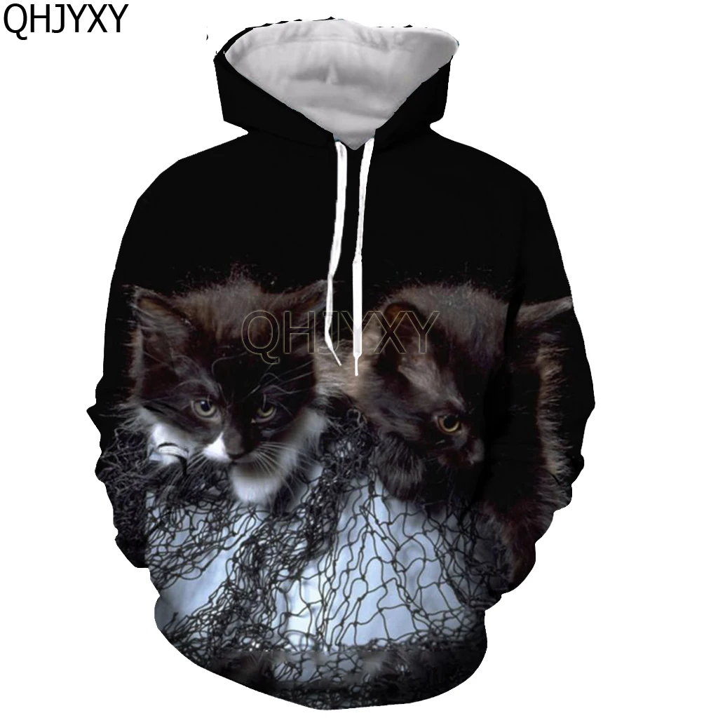 

2018 new fashion Cool sweatshirt Hoodies Men women 3D print cut cat hot Style Streetwear Long sleeve hip hop hoodie Thin