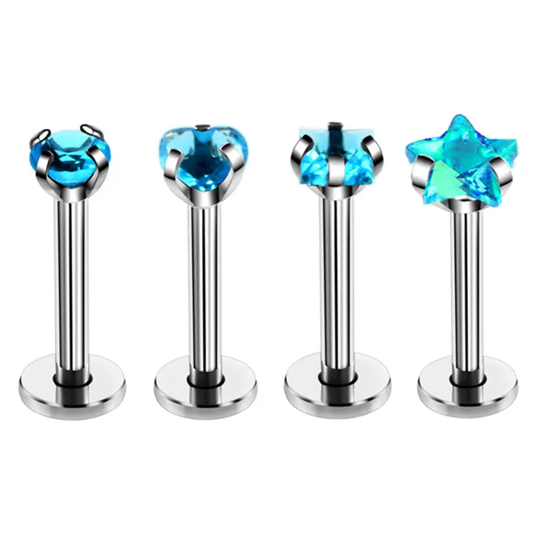 Новое кольцо для губ Labret циркониевое с внутренней резьбой зубчатый камень Монро