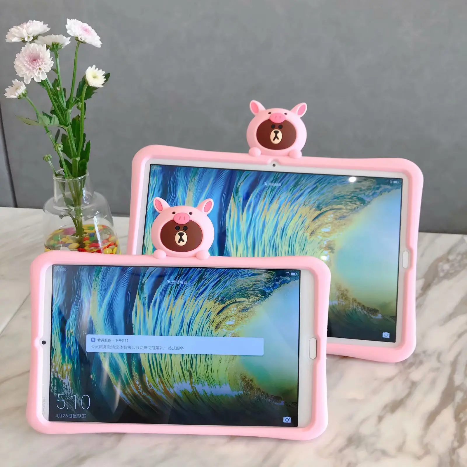 Силиконовый чехол с розовым медведем для Huawei MediaPad T3 10 9 6 дюйма AGS L09 W09 модная
