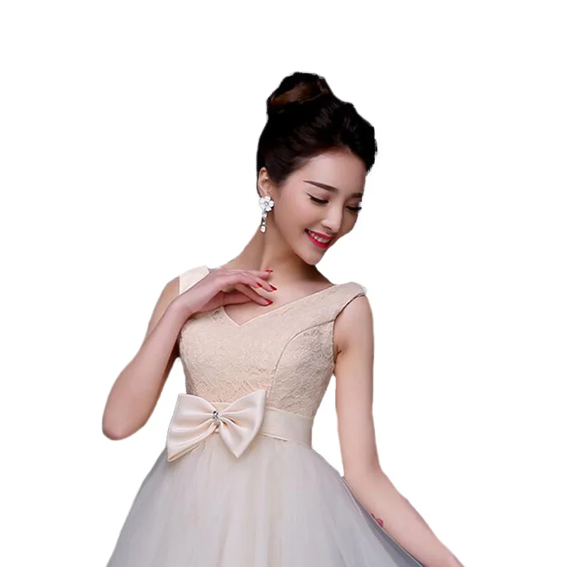 Женское короткое платье на одно плечо цвет Шампань модель BV04 2017|tulle bridesmaid