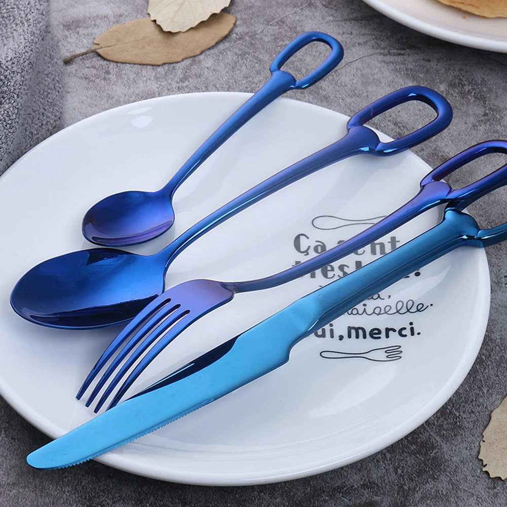 CHANOVEL 4pcs Premium Stainless Steel Silver Cutlery Set for Chef Restaurant Wedding Dinner set | Дом и сад