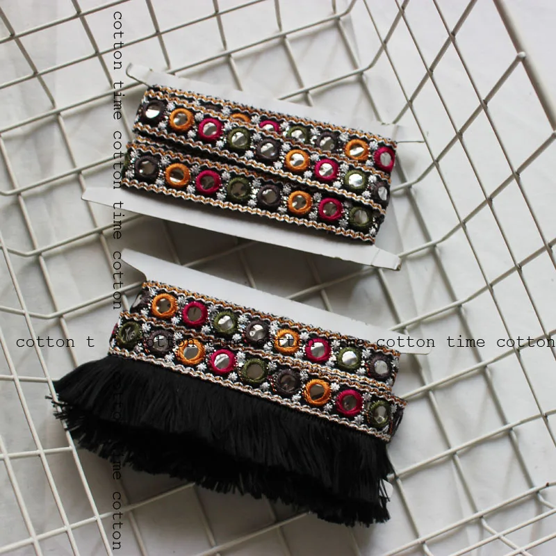 5 ярдов индийский Mirro отделка Бохо кружево разноцветный цыганское кружево Пиление аксессуар для модных тканевых сумок домашний декор аксессуар