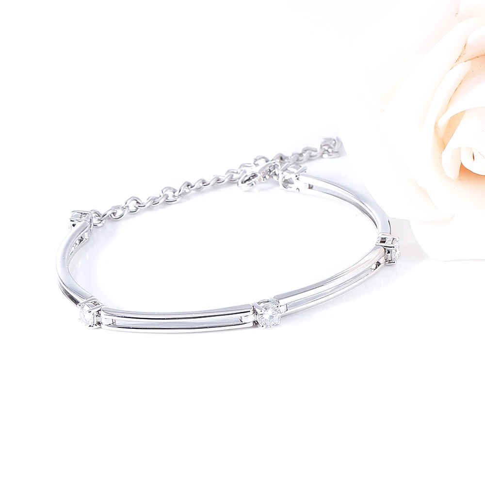 DovEggs Solid 14 K 585 Белое золото 1.25CTW 4 мм F цветной VVS Moissanite браслет для женщин подарок на день Святого Валентина