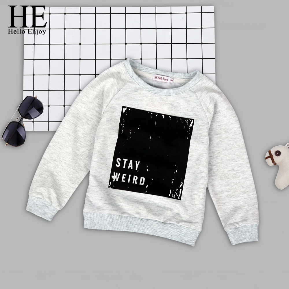 HE Hello Enjoy/детская одежда; толстовка для мальчиков; весенне-осенняя футболка с длинными рукавами и надписью; Спортивный пуловер для футбола; топы для детей