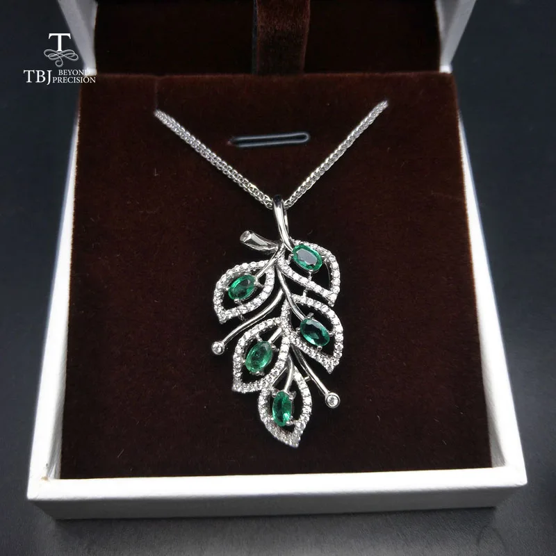 TBJ 100% натуральный Замбия 1ct изумруд подвески из стерлингового серебра 925 пробы с