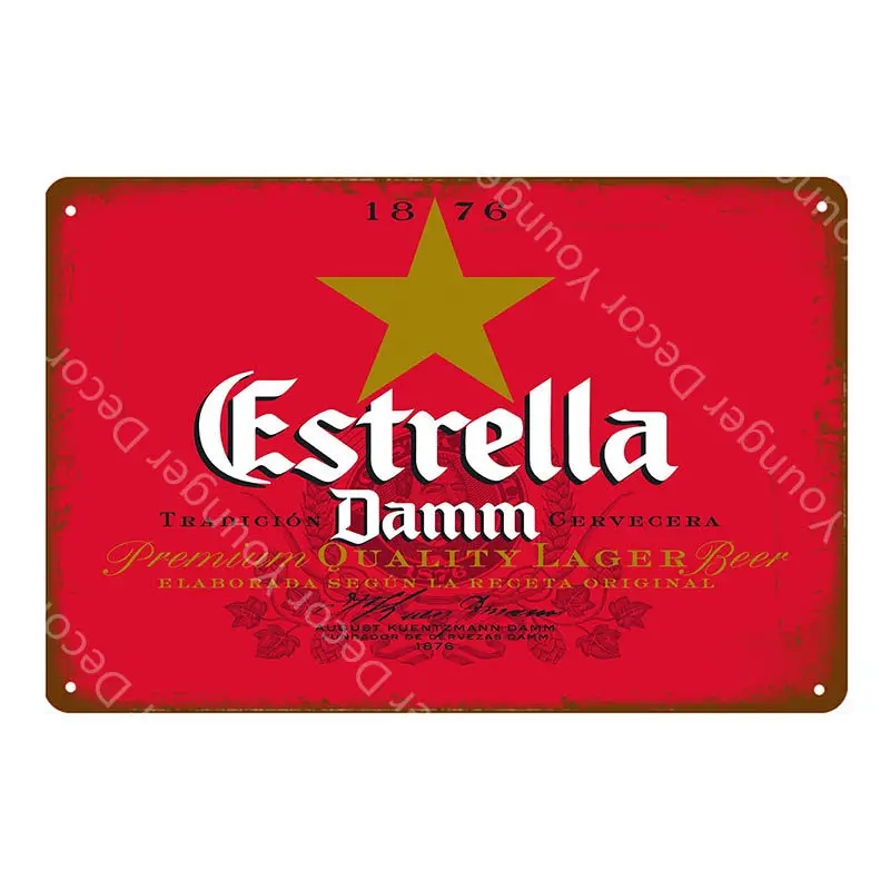 YD2481F Питьевое Пиво Вино Estrella Damm металлические знаки Паб Бар Ресторан Кухня домашний декор для стен в винтажном стиле художественная живопись плакат - Цвет: YD2481F