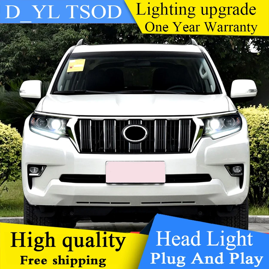 Автомобильный Стайлинг для фары Toyota Prado 2018 светодиодный налобный фонарь DRL
