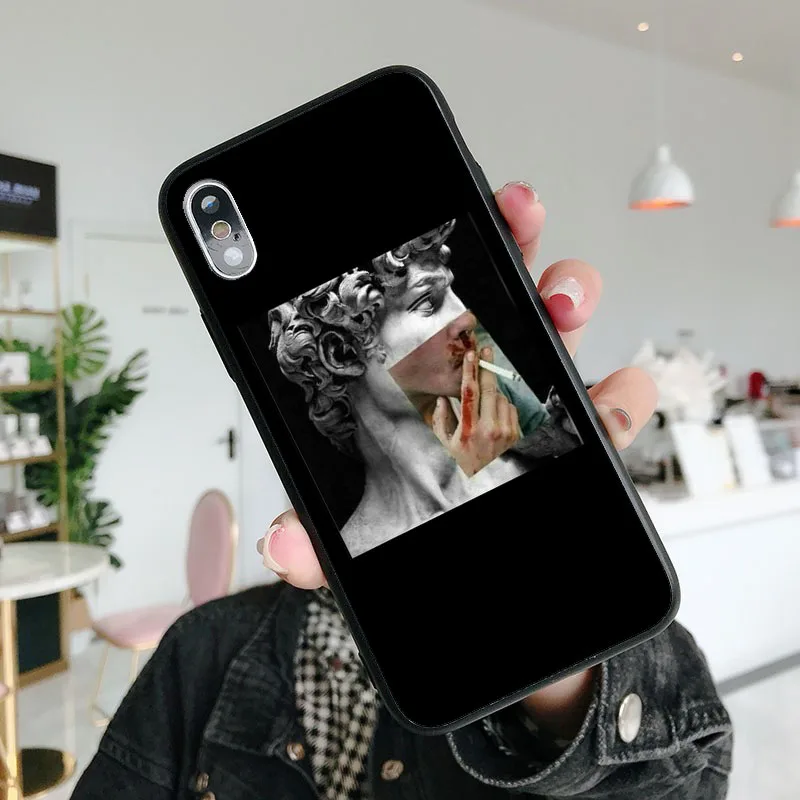 TPU Чехол для телефона iPhone 11 Pro MAX, чехол для iPhone SE 5, 6, 7, 8Plus MAX, XR, XS, X10, забавный рисунок статуи Давида, мягкий силиконовый чехол из ТПУ - Цвет: TPU