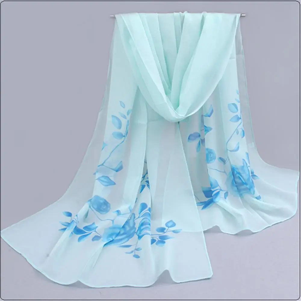 tree blue Женский шарф, мусульманский хиджаб, Шелковый шифоновый женский летний солнцезащитный шарф, шали и палантины, весенний женский модный шарф - Цвет: tree blue