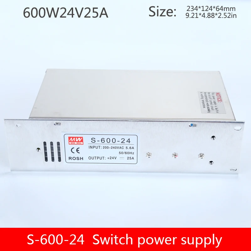 Импульсный источник питания S-600W-12V 24 в 36 в 48 в промышленный контроль центральный светодиодный мониторинг света Мощный источник питания постоянного тока